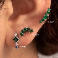 1 Pièce Décontractée À La Française Style Coréen Les Gouttelettes D'Eau Rhombe Incruster Le Cuivre Zircon Boucles D'Oreilles main image 5