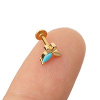 1 Piece Lip Rings Simple Style Crown Snake 316 Stainless Steel  Plating Turquoise Zircon Gold Plated Lip Rings sku image 8