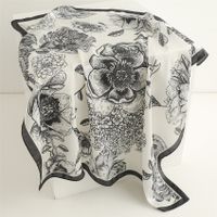 Women's Elegant Flower Satin Printing Silk Scarf sku image 50