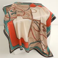 Women's Elegant Flower Satin Printing Silk Scarf sku image 36