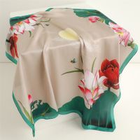 Women's Elegant Flower Satin Printing Silk Scarf sku image 57