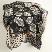 Women's Elegant Flower Satin Printing Silk Scarf sku image 70