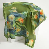 Women's Elegant Flower Satin Printing Silk Scarf sku image 59