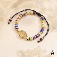 Wholesale Ethnic Style Bohemian Pentagram Letter Eye Copper Beaded Inlay Zircon Drawstring Bracelets sku image 1