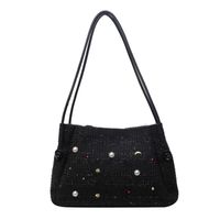 Women's Medium Yarn Solid Color Basic Pearls Sewing Thread Magnetic Buckle Shoulder Bag sku image 1