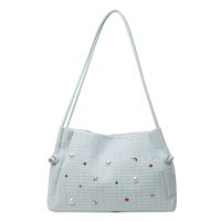 Women's Medium Yarn Solid Color Basic Pearls Sewing Thread Magnetic Buckle Shoulder Bag sku image 3