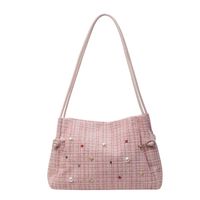 Women's Medium Yarn Solid Color Basic Pearls Sewing Thread Magnetic Buckle Shoulder Bag sku image 4