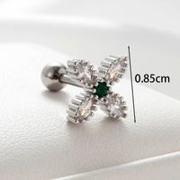 1 Piece Casual French Style Korean Style Maple Leaf Flower Inlay Copper Zircon Ear Studs main image 4