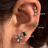 1 Piece Casual French Style Korean Style Maple Leaf Flower Inlay Copper Zircon Ear Studs main image 6