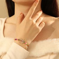 Wholesale Ethnic Style Bohemian Letter Copper Beaded Inlay 18K Gold Plated Zircon Drawstring Bracelets main image 8