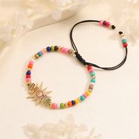 Wholesale Ethnic Style Bohemian Letter Copper Beaded Inlay 18K Gold Plated Zircon Drawstring Bracelets main image 4