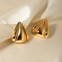 1 Pair IG Style Triangle Polishing 316 Stainless Steel  18K Gold Plated Ear Studs main image 4