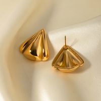 1 Pair IG Style Triangle Polishing 316 Stainless Steel  18K Gold Plated Ear Studs main image 7