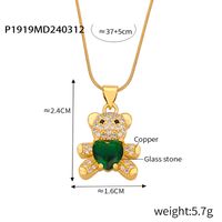 Copper Cute Lady Sweet Plating Inlay Bear Rhinestones Glass Zircon Pendant Necklace sku image 6