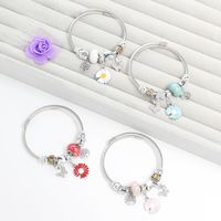 304 Stainless Steel Lady Modern Style Sweet Beaded Life Tree Butterfly Daisy Bangle main image 1