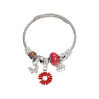 304 Stainless Steel Lady Modern Style Sweet Beaded Life Tree Butterfly Daisy Bangle main image 3