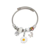 304 Stainless Steel Lady Modern Style Sweet Beaded Life Tree Butterfly Daisy Bangle main image 5