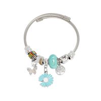304 Stainless Steel Lady Modern Style Sweet Beaded Life Tree Butterfly Daisy Bangle main image 6