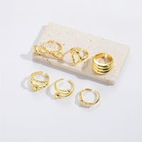 Copper Vintage Style Simple Style Commute Inlay Geometric Round Bow Knot Artificial Pearls Open Rings main image 4