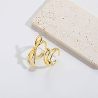 Copper Vintage Style Simple Style Commute Inlay Geometric Round Bow Knot Artificial Pearls Open Rings main image 6