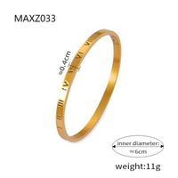 Titanium Steel Casual Retro Simple Style Plating Inlay Round Roman Numeral Rhinestones Bangle sku image 1