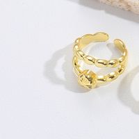 Copper Vintage Style Simple Style Commute Inlay Geometric Round Bow Knot Artificial Pearls Open Rings sku image 2