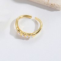 Copper Vintage Style Simple Style Commute Inlay Geometric Round Bow Knot Artificial Pearls Open Rings sku image 5