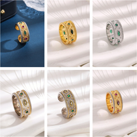 Copper 18K Gold Plated Classical Lady Plating Inlay Geometric Zircon Open Rings main image 8