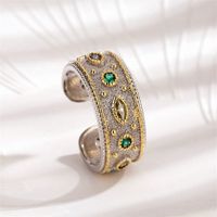 Copper 18K Gold Plated Classical Lady Plating Inlay Geometric Zircon Open Rings main image 6