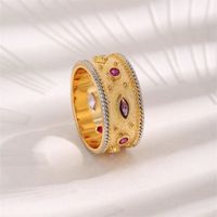 Copper 18K Gold Plated Classical Lady Plating Inlay Geometric Zircon Open Rings main image 1
