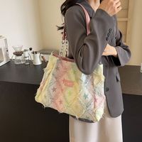 Women's Large Denim Star Gradient Color Streetwear Sewing Thread Zipper Tote Bag main image 2