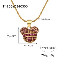 Titanium Steel Copper Casual Elegant Cute Plating Inlay Bear Zircon Pendant Necklace sku image 6