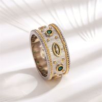 Copper 18K Gold Plated Classical Lady Plating Inlay Geometric Zircon Open Rings main image 3