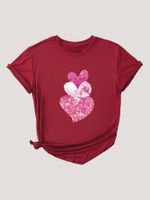 Women's T-shirt Short Sleeve T-Shirts Round Casual Heart Shape main image 2