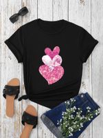 Women's T-shirt Short Sleeve T-Shirts Round Casual Heart Shape main image 7