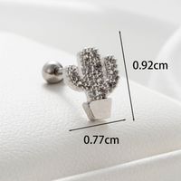 1 Piece Casual Simple Style Cactus Heart Shape Wings Inlay Copper Zircon Ear Studs main image 2
