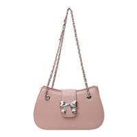 Women's Medium Pu Leather Solid Color Bow Knot Streetwear Sewing Thread Zipper Crossbody Bag sku image 4