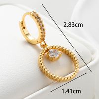 1 Piece Casual Simple Style Round Rhombus Inlay Copper Zircon Drop Earrings main image 3