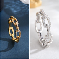 Copper 18K Gold Plated Modern Style Classic Style Plating Inlay Geometric Zircon Rings main image 1