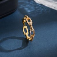 Copper 18K Gold Plated Modern Style Classic Style Plating Inlay Geometric Zircon Rings sku image 5