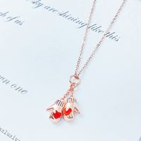 Sterling Silver Gold Plated Cute Sweet Simple Style Plating Inlay Gloves Elephant Artificial Crystal Pendant Necklace main image 7