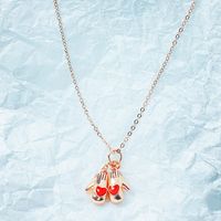Sterling Silver Gold Plated Cute Sweet Simple Style Plating Inlay Gloves Elephant Artificial Crystal Pendant Necklace sku image 2