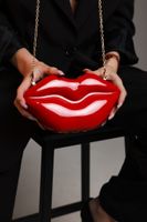 Women's Small Pu Leather Lips Fashion Profiled Zipper Chain Bag main image 5