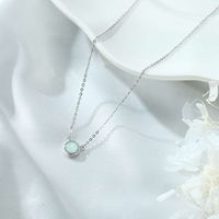 Sterling Silver Elegant Lady Modern Style Plating Inlay Round Opal Pendant Necklace sku image 3