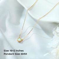 Sterling Silber Elegant Dame Moderner Stil Überzug Inlay Runden Opal Halskette Mit Anhänger main image 2