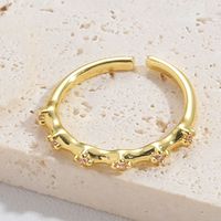 Le Cuivre Style Vintage Style Simple Commuer Incruster Rond Zircon Anneau Ouvert sku image 4