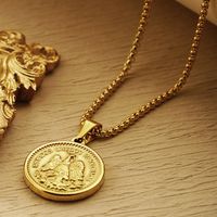 Estilo Vintage Alas Moneda De Oro Acero Inoxidable 304 Enchapado Chapados en oro de 18k Unisexo Collar Colgante main image 5
