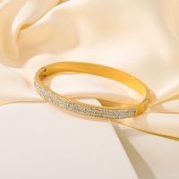 Elegant Romantic Solid Color Titanium Steel Rhinestones Bangle In Bulk main image 8