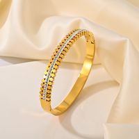 Elegant Romantic Solid Color Titanium Steel Rhinestones Bangle In Bulk main image 7