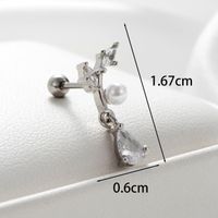 1 Piece Casual French Style Korean Style Water Droplets Pearl Flower Inlay Copper Zircon Ear Studs main image 3